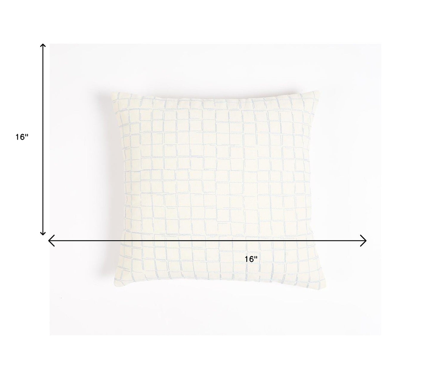 16" Beige and Gray Geometric Cotton Throw Pillow Cover With Embroidery-4