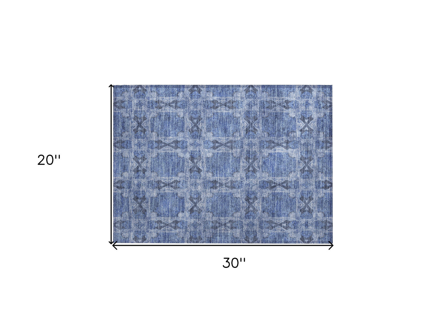2' X 3' Denim Blue and Gray Floral Medallion Washable Non Skid Indoor Outdoor Area Rug-2