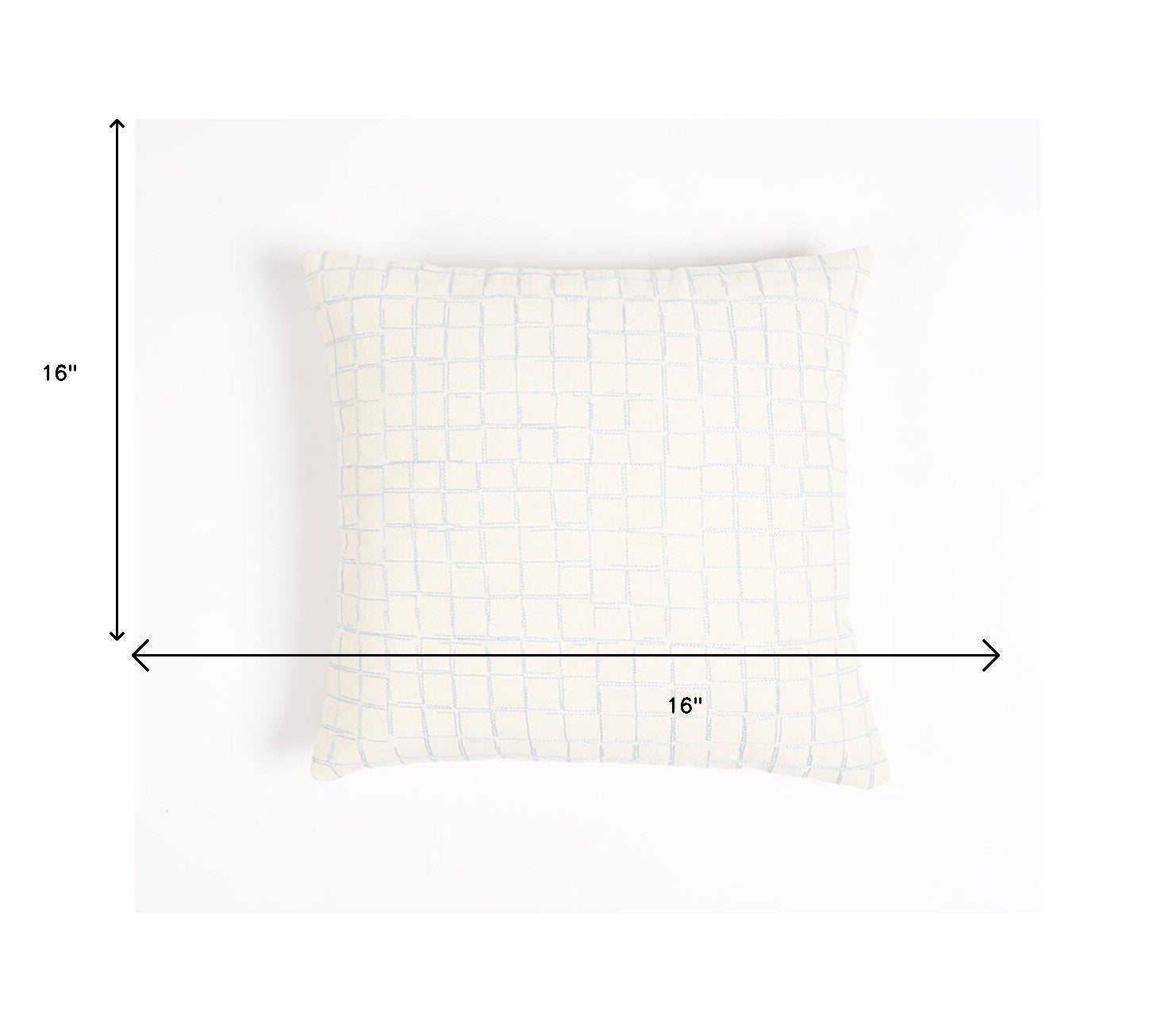 16" Beige and Gray Geometric Cotton Throw Pillow Cover With Embroidery-4
